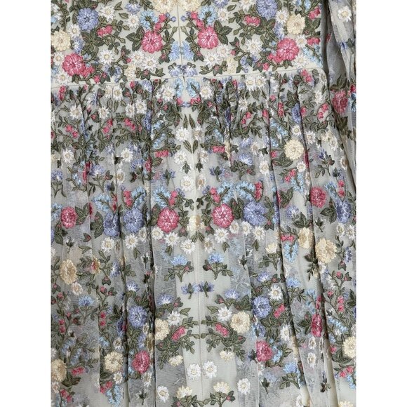 Mac Duggal Girls Dress Size 4 Pageant Heavily Embroidered Ivory Pink Floral 3153 - Picture 11 of 13